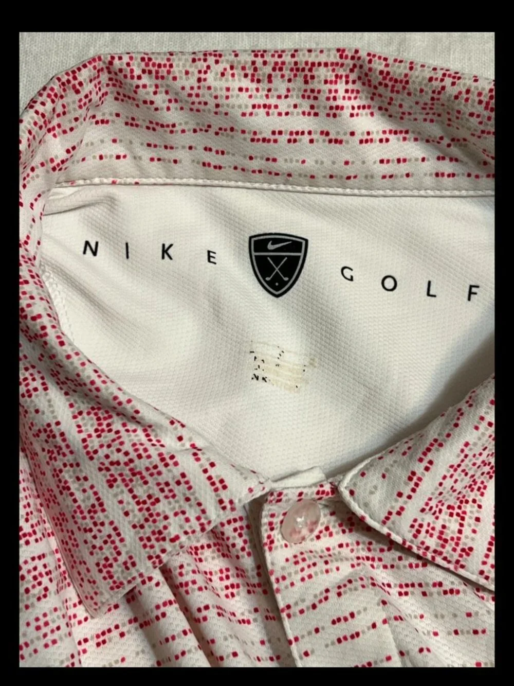 Nike Golf Polo Shirt Men's Pink White Striped Dri-FIT Performance Golf Top XL